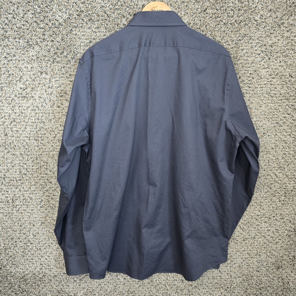 Van Heusen Dress Shirt Mens 16.5 36/37 Gray Button Up Flex Collar Regular Fit - Picture 7 of 7